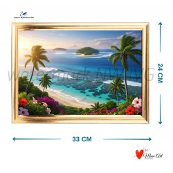 Obraz Obraz Paradise 104 w eleganckiej złotej ramie, oprawa szklana 33 x 24 cm