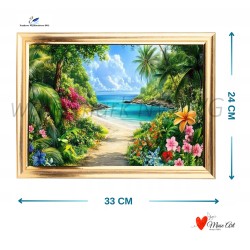 Obraz Obraz Paradise 102 w eleganckiej złotej ramie, oprawa szklana 33 x 24 cm